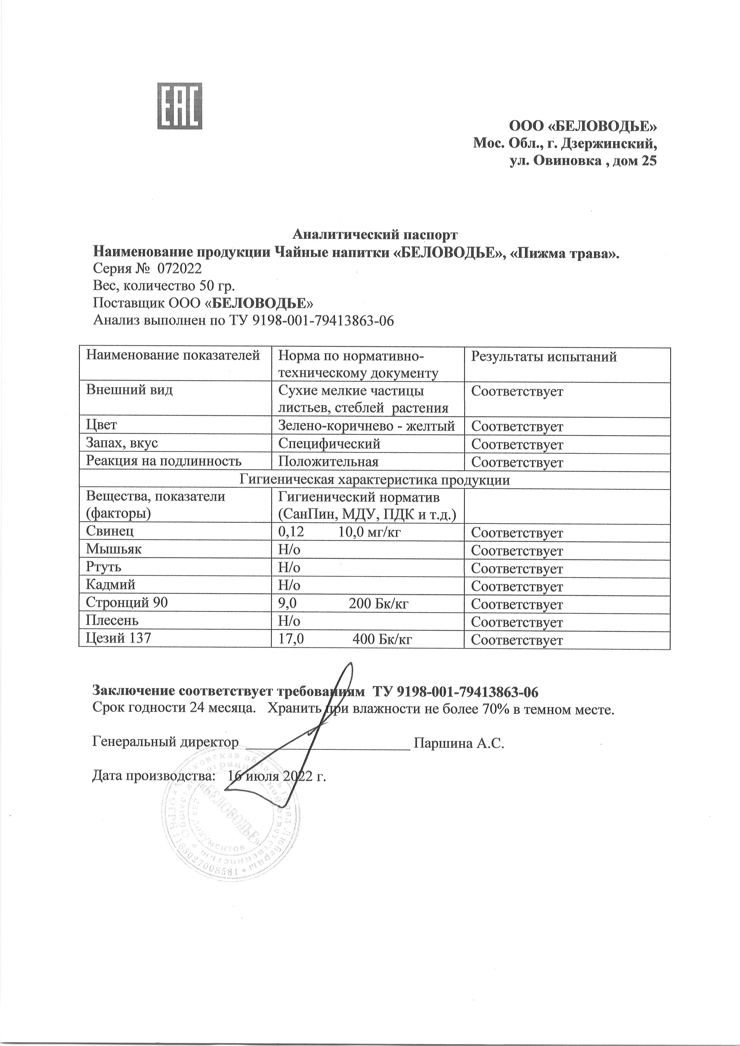Паспорт №072022